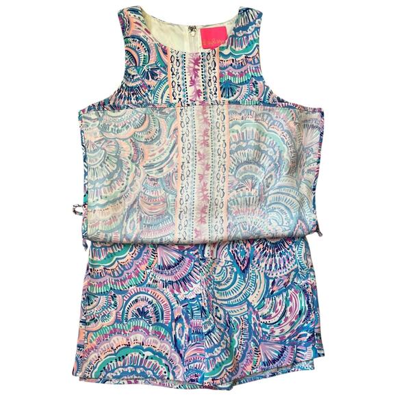Lilly Pulitzer Donna Romper Dress Skort in Happy as a Clam Print Women's Size 2 - Picture 2 of 6